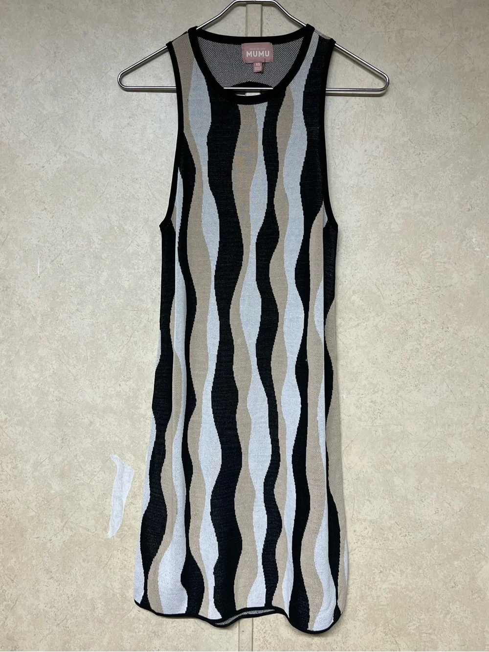 Show Me Your MuMu Sweeney sweater dress squiggle stripe knit dress open back - Picture 4 of 12